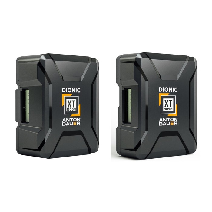 Anton Bauer Dionic XT 150 gold-mount and 90 V-mount handheld batteries