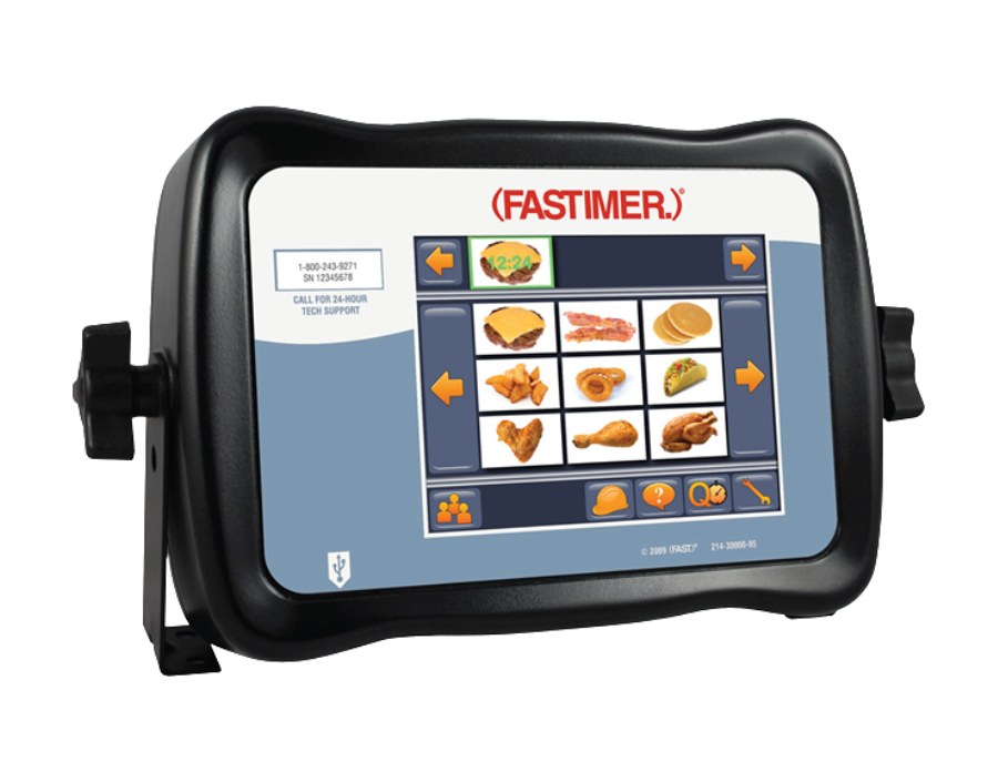 Kitchen Brains TT-500 touchscreen kitchen timer on a wall mount